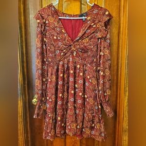 NWT Aqua Maroon Dress with Stretchy Waist